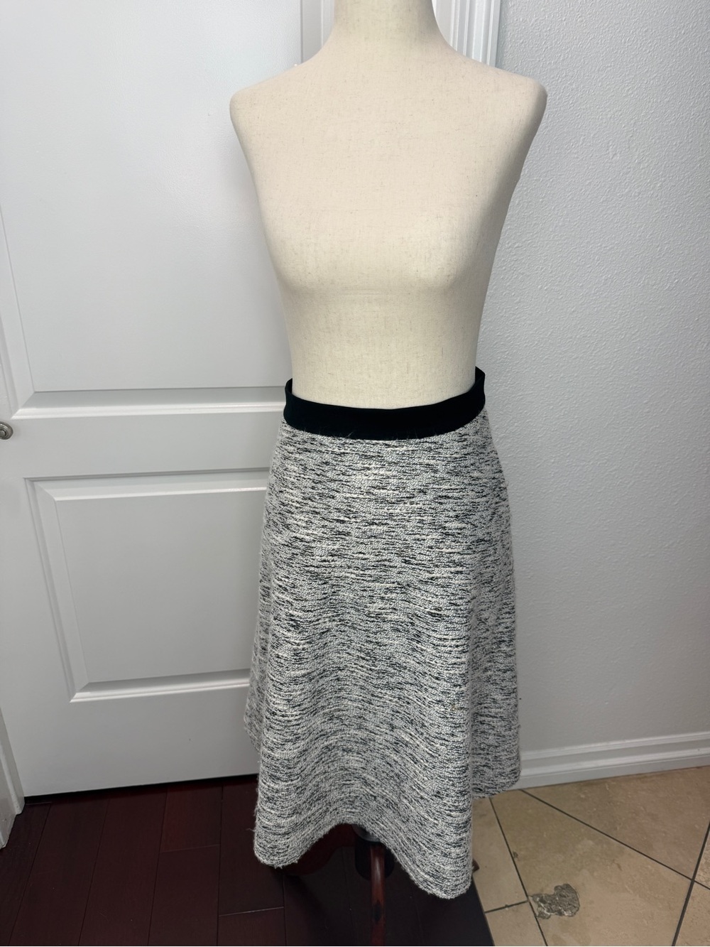 J. McLaughlin Navy, Black & White Jolie A-Line Midi Skirt